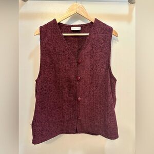 Weave of the Irish Knit Maroon Vest Vintage Boho Size L
